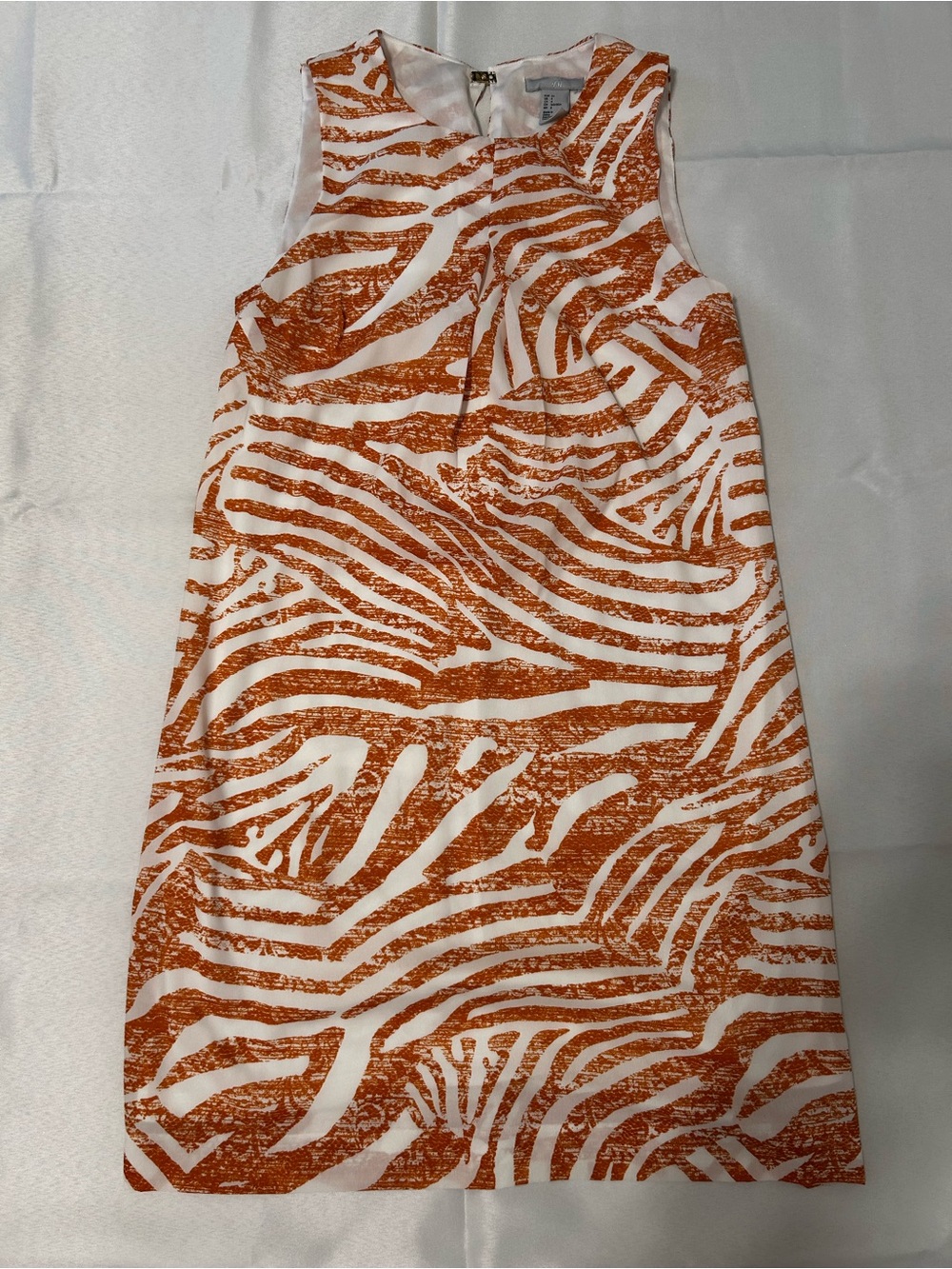 H&M White and Rust Orange Printed Shift Dress for a Cruise, Beach, Casual